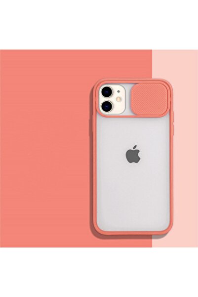 Molly Iphone 12 Mini Uyumlu Somon Rengi Slayt Sürgülü Kamera Lens Korumalı Si...
