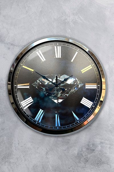 Kasva Concept Gift 40 cm Chrome Metal Diamond Wall Clock