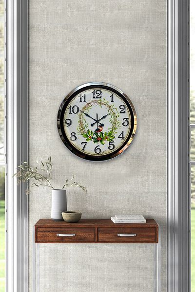 Kasva Concept Gift 40 cm Chrome Metal Bird Wall Clock