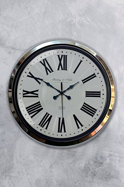 Kasva Concept ساعة حائط زخرفية هدية 40 سم كروم معدنية عتيقة من الكروم