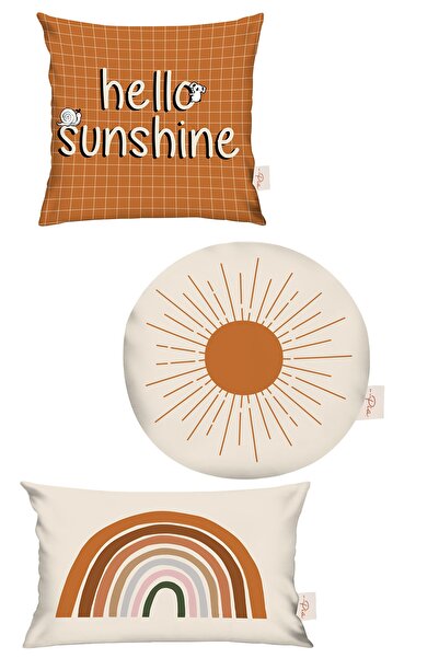 Piamom Iskandinav, Güneş, Gökkuşağı Çift Tarafı Baskılı Bebek & Çocuk Odası 3...