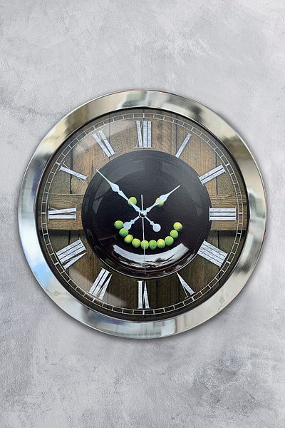 Kasva Concept Gift 36 cm Chrome Metal Kitchen Wall Clock
