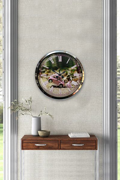 Kasva Concept Gift 40 cm Chrome Metal Tosbağa Wall Clock