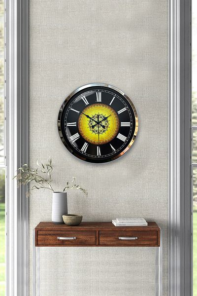 Kasva Concept 40 cm Chrome Metal Ottoman Pattern Wall Clock