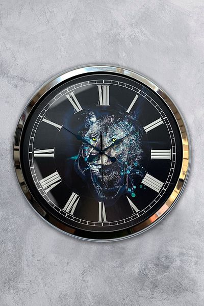 Kasva Concept Δώρο 40 εκ. Χρώμιο Μεταλλικό Ρολόι Τοίχου Wolf