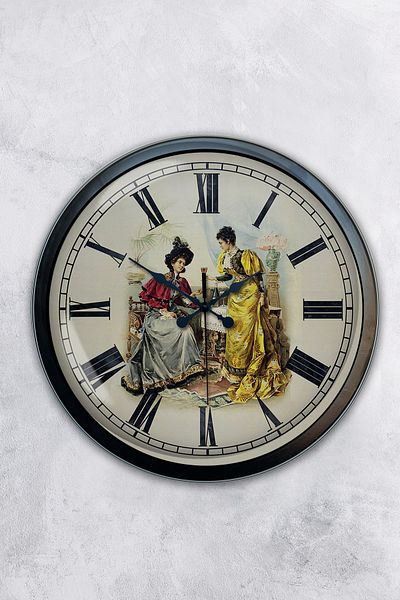 Kasva Concept Gift 40 cm Black Metal Nostalgia Wall Clock