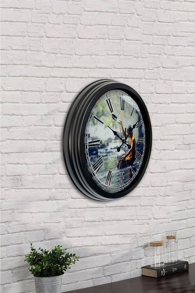 Kasva Concept 40 cm Black Metal Natural Life Wall Clock