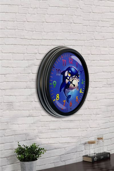 Kasva Concept 40 cm Black Metal Sea Child Wall Clock