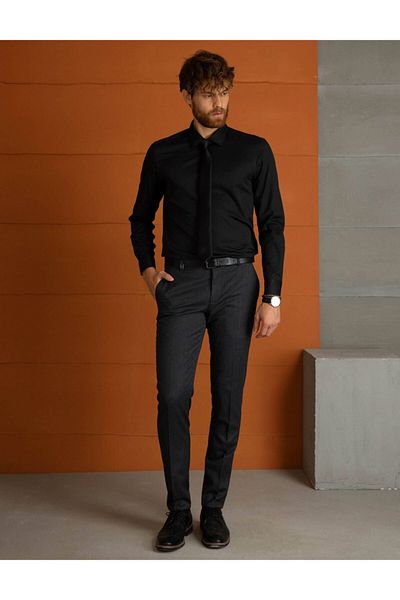 Pierre Cardin Мъжка черна риза Slim Fit 1120385 Меделин 046