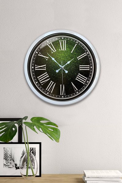 Kasva Concept Gift 40 cm White Metal Green Wall Clock