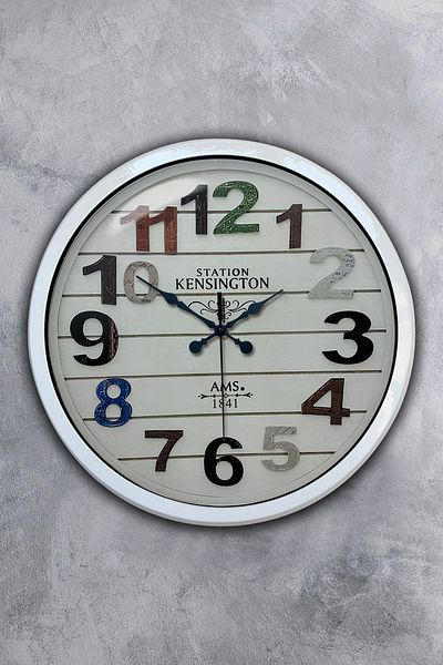 Kasva Concept Gift 40 cm White Metal Colored Number Wall Clock
