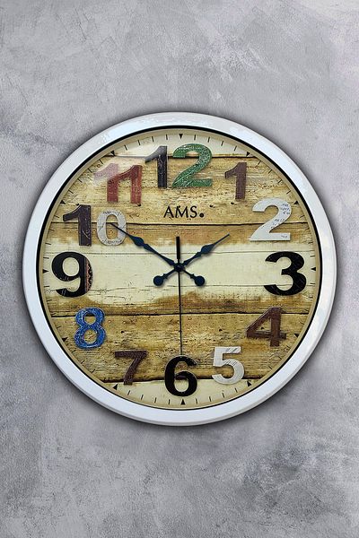 Kasva Concept Gift 40 cm White Metal Colored Number Wall Clock