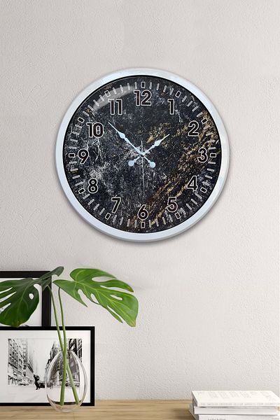 Kasva Concept Gift 40 cm White Metal Marble Wall Clock