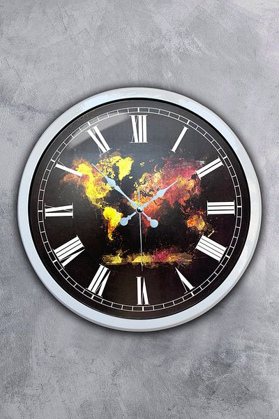 Kasva Concept 40 cm White Metal World Map Wall Clock