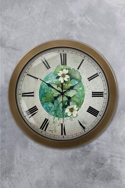 Kasva Concept Antique Metal Flower Wall Clock