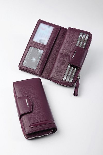 CENGİZ PAKEL Genuine Leather Plum Wallet
