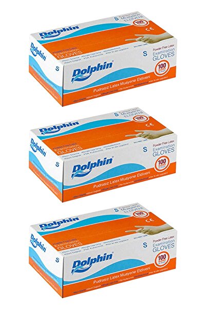 Dolphin Beyaz Lateks Eldiven Pudrasız (s) 100lü Paket 3 Adet