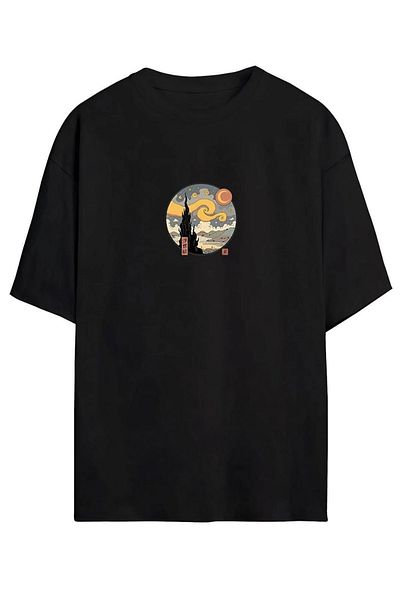 AFROGİYİM Μπλουζάκι Unisex Starry Night Painting Oversize