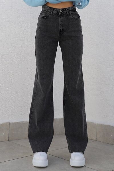 Livik Shala Smoked Lycra Wide Leg Denim Jeans