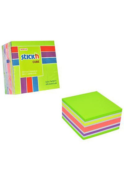Gıpta Hopax Stickn Adhesive Note Paper Cube 400 Yp 76x76 5 Np Mix-a Color 12 Pieces 21537