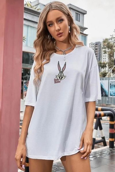 MODAGEN Γυναικείο μπλουζάκι Oversize White Bugsbunny