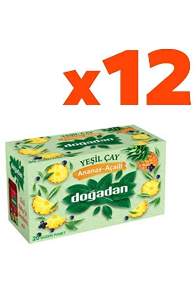 Doğadan Yeşil Çay Acai-ananas Karışımı Bitki Çayı 34 Gr 12'li Set