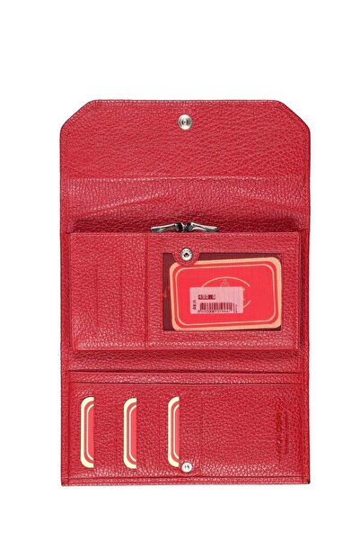 Aka Deri 490 Genuine Leather Wallet Red