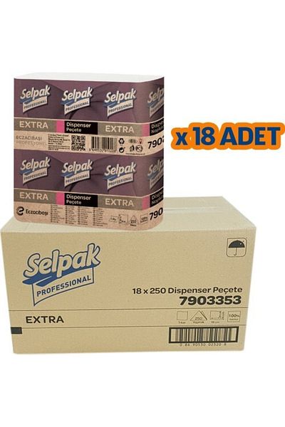 Selpak Professional 250 Liter Dispenser Napkin - 18 Pack