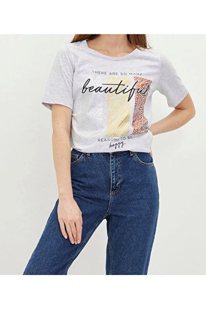 Kübra Tekstil Ženska Štampano velika veličina T-shirt
