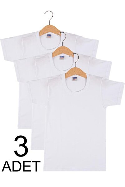 Berrak 1502 Boy's Undershirt - Short Sleeve, 3 Pieces, 6-7 Years, White Undershirt
