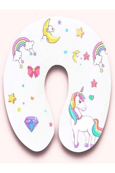 caribbo Unicorn White Neck Pillow - Micro Fiber Filled, Un33 Model