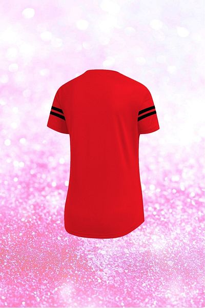 POSEIDON STORM Women's Red Dri-Fit Fabric Plain Round Neck Short Sleeve Comfortable T-Shirt S-3Xl