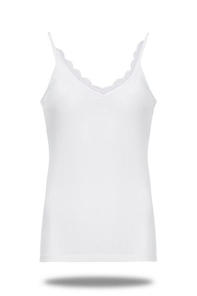FSM1453 Tricou alb cu decolteu în V pentru femei - Set de 6 curele din bumbac - 2019