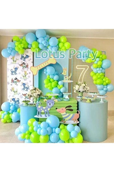LOTUS PARTY 50 Pieces Balloon Chain Set ( Blue - Green Balloon )