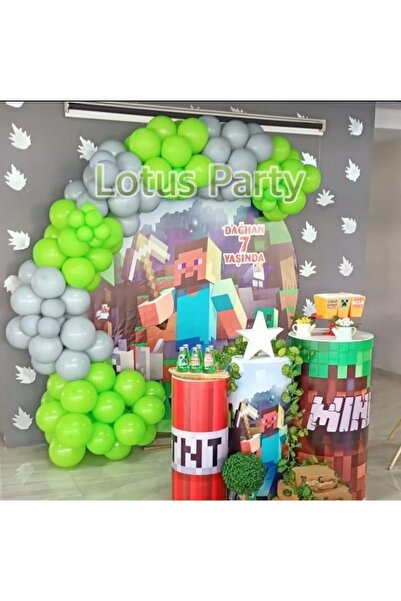LOTUS PARTY 50 Pieces Balloon Chain Set (Green - Gray Balloon)