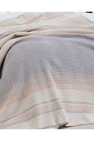 Nevin Acar Soft Color Striped Double Cotton Blanket