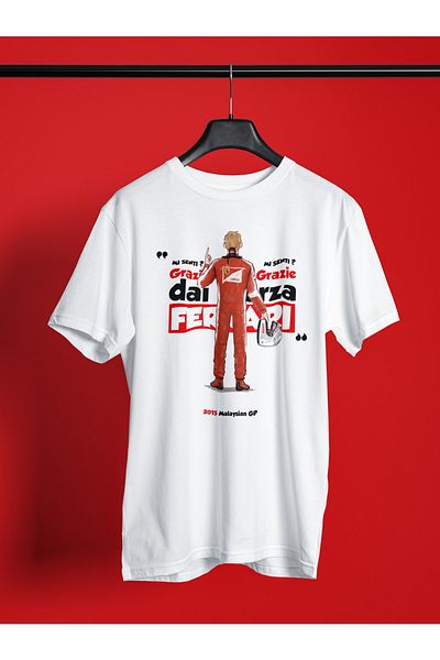 ZEPSTORE Λευκό μπλουζάκι της σειράς ραδιοφώνου Sebastian Vettel