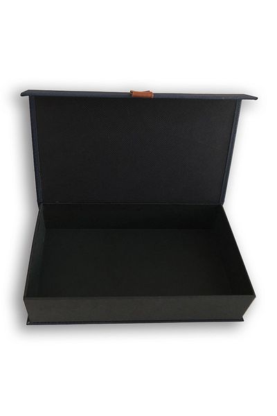 Adalinhome Multi-Purpose Leather Covered Glasses Storage Box Navy Blue