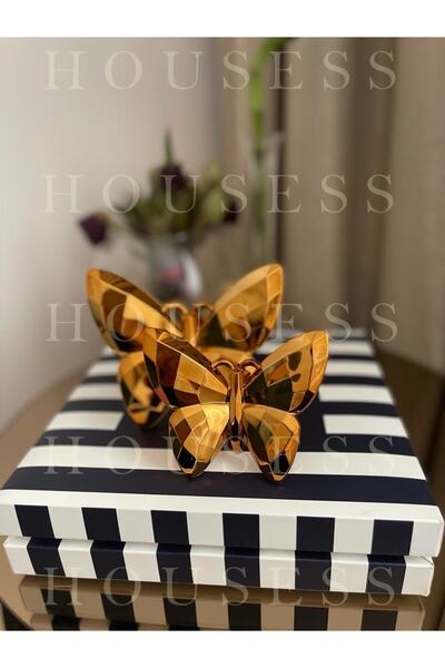 Housess Dekoratif 2 Li Biblo A Kalite Kelebek Bal Köpüğü Mini Süs Polyester D...