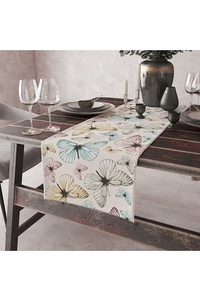 Lostello Home Πολύχρωμη κρέμα πεταλούδας Digital Printed Runner 40x140