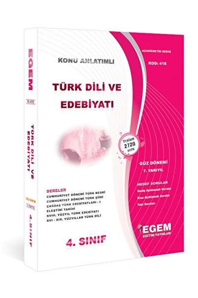 Genel Markalar Aöf Türk Dili Ve Edebiyatı 4.sınıf 7.yarıyıl Güz Dönemi Konu A...