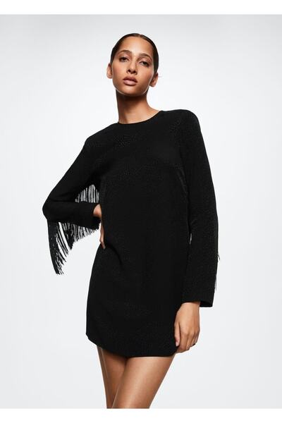 MANGO Woman Saçaklı Dökümlü Elbise