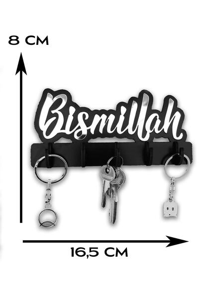 GEEG Dekoratif Dini Bismillah Pleksi Yazılı Anahtarlık Askısı Pleksi Organizer Anahtar Düzenleyici Mdf