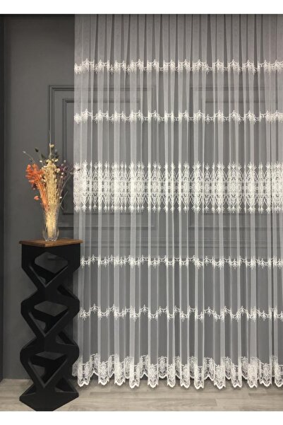 Brillant Tül Perde Yaren Desen Brode Işlemeli Tül