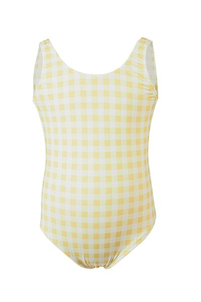 TESMAY Girls' Swimsuit with Straps Yellow Color Checkered Water Repellent Fabric Swimsuit Girls Swimwear for Ages 5-13