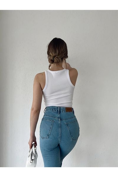 Jose Clothing Γυναικείο αρκουδάκι με εμπριμέ λευκό πλεκτό ύφασμα ελαστικό ύφασμα με λαιμόκοψη Crop Top
