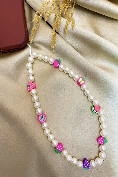Karlay لؤلؤة حبة الهاتف حبل الهاتف حزام سحر Pink Berries