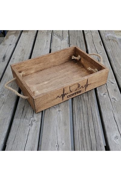 t tun's woods Coffee Color Decorative Wooden Tray - 30Cmx22Cm, 6.5cm Height