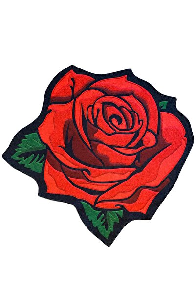 Mira 864 Rose-Shaped Black Red Modern Rug