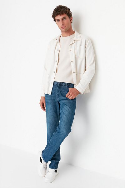 Trendyol Collection Marineblaue Jeans mit gerader Passform, Jeanshose, TMNAW23JE00023